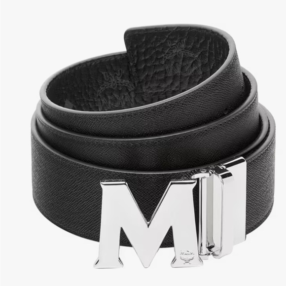 MCM Men's Claus Reversible Leather Belt Black & Silver AUTHENTIC - Picture 8 of 9